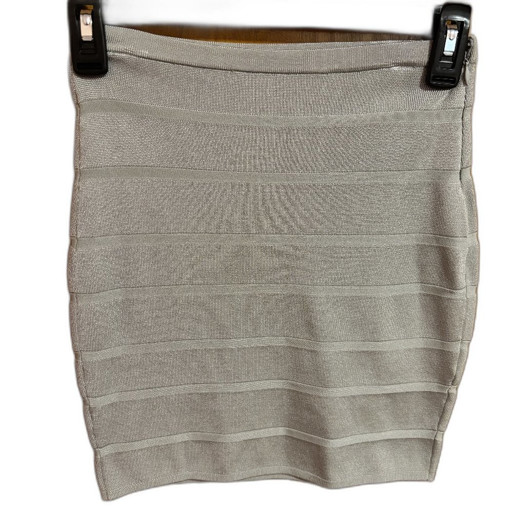 Armani Exchange Silver Stripe Skirt with Side Zipper‎